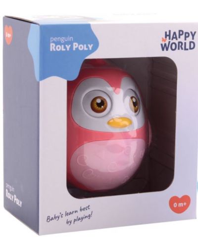 Κουδουνίστρα μωρού  Happy World - Roly Poly, Penguin 2, ροζ - 2