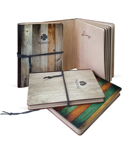 Σημειωματάριο με ξύλινα καλύμματα Lastva B6 - Natural, ποικιλία - 3