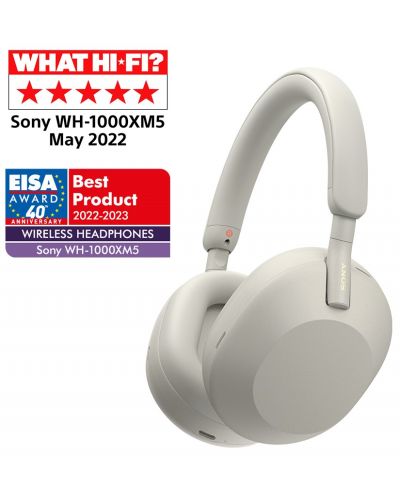 Ασύρματα ακουστικά με μικρόφωνο Sony - WH-1000XM5, ANC, ασημί - 1