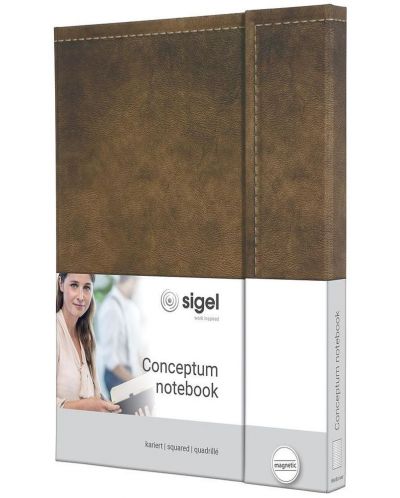 Σημειωματάριο  Sigel Conceptum - A5, καφέ, με μαγνητικό κλείσιμο - 1