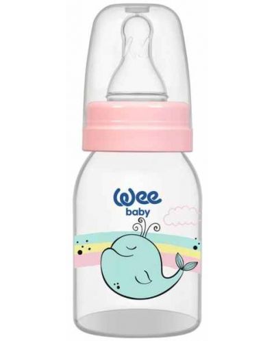 Μπιμπερό Wee Baby Classic - 125 ml, ροζ με φάλαινα - 1