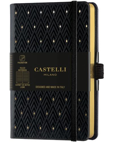 Σημειωματάριο Castelli Copper & Gold - Diamonds Gold, 9 x 14 cm, με γραμμές - 1