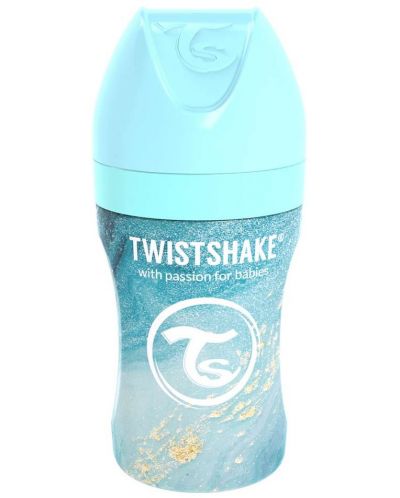 Μπιμπερό Twistshake - Μαρμάρινο μπλε, ανοξείδωτο, 260 ml - 2