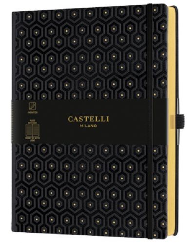 Σημειωματάριο Castelli Copper & Gold - Honeycomb Gold, 19 x 25 cm, με γραμμές - 1