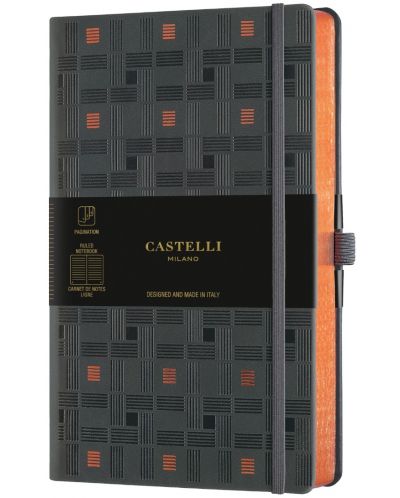 Σημειωματάριο Castelli Copper & Gold - Weaving Copper, 13 x 21 cm, με γραμμές - 1
