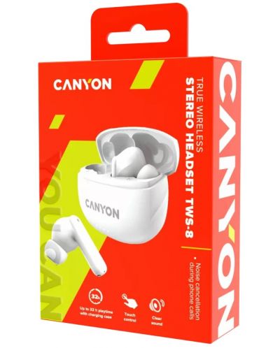 Ασύρματα ακουστικά Canyon - TWS-8, λευκά - 5