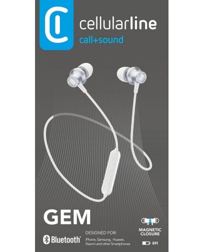 Ασύρματα ακουστικά με μικρόφωνο Cellularline - Gem, άσπρα - 4