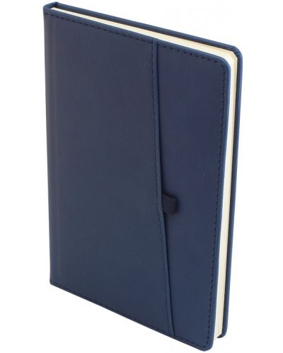 Σημειωματάριο Spree - Με τσέπη για GSM και στυλό, 112 φύλλα, σκούρο μπλε - 1