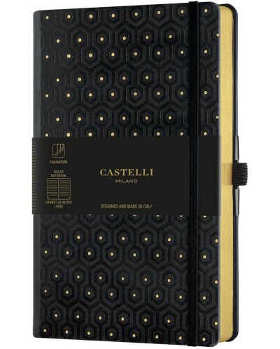Σημειωματάριο Castelli Copper & Gold - Honeycomb Gold, 13 x 21 cm, με γραμμές - 1