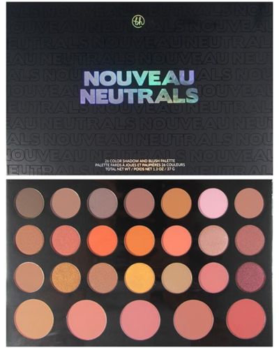 BH Cosmetics Παλέτα σκιών και ρουζ Neutral Nouveau, 26 χρώματα - 1