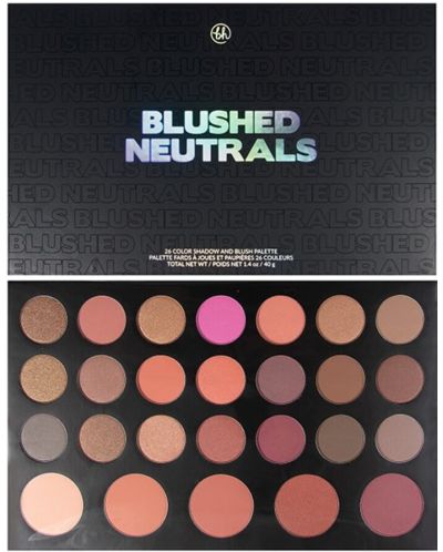 BH Cosmetics Παλέτα σκιών και ρουζ Neutral Blushed, 26 χρώματα - 1