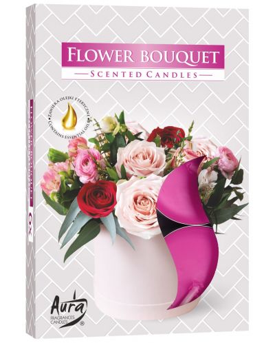 Αρωματικά κεριά τσαγιού Bispol Aura - Μπουκέτο λουλούδια, 6 τεμάχια - 1