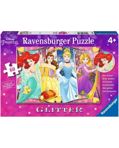 Λαμπερό παζλ Ravensburger  60 κομμάτια -Το όμορφο τραγούδι των πριγκίπισσες της Disney - 1