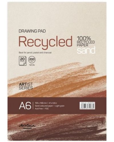 Μπλοκ ζωγραφικής  Drasca - Recycled, 20 φύλλα, А6 - 1