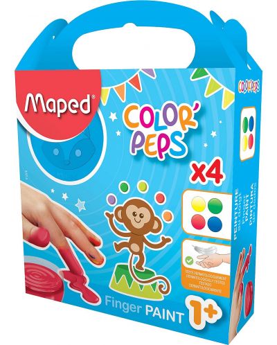 Χρώματα για σχέδιο με δάχτυλα Maped Color Peps - 4 χρώματα, 80 ml - 1