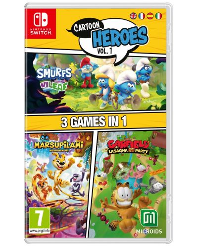 Cartoon Heroes Vol. 1: 3 Games in 1 (Smurfs Mission Vileaf &Marsupilami & Garfield Lasagna Party) (Nintendo Switch) - 1