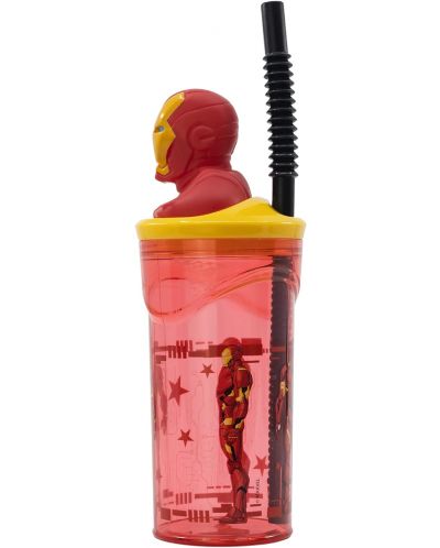 Κύπελλο με καλαμάκι και 3D φιγούρα Stor Avengers - Invisible Force, Iron Man, 360 ml - 3