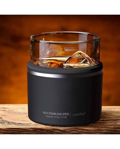 Κούπα με θερμομονωτική βάση Asobu - Whisky Kuzie, 311 ml, μαύρη - 5