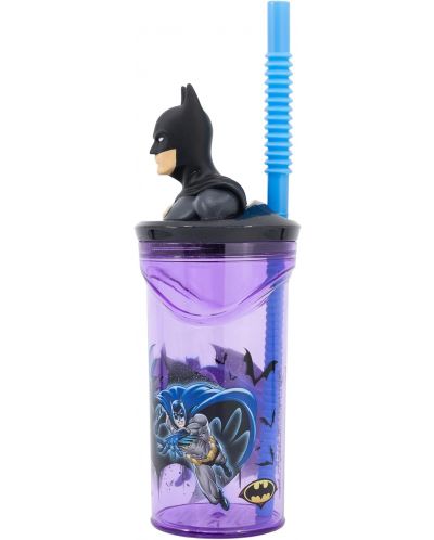 Κύπελλο με καλαμάκι και 3D φιγούρα Stor Batman - 360 ml - 3