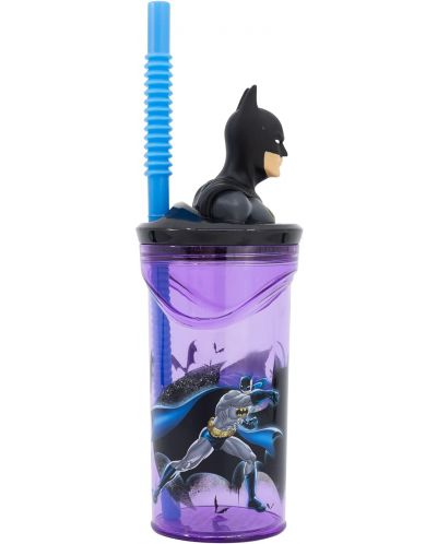 Κύπελλο με καλαμάκι και 3D φιγούρα Stor Batman - 360 ml - 2