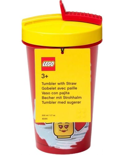 Κύπελλο  με καλαμάκι  Lego Iconic - Girl, 500 ml,κόκκινο - 2