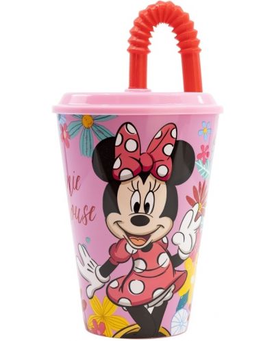 Κύπελλο με καλαμάκι Stor Minnie Mouse - Spring Look, 430 ml - 1