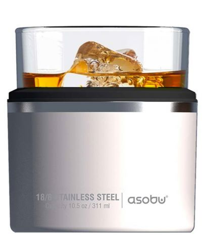 Ποτήρι με θερμομονωτική βάση Asobu - Whiskey Kuzie, 311 ml, ασημί - 2