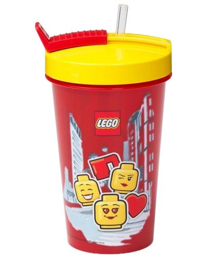 Κύπελλο  με καλαμάκι  Lego Iconic - Girl, 500 ml,κόκκινο - 1