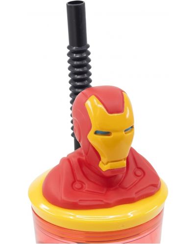 Κύπελλο με καλαμάκι και 3D φιγούρα Stor Avengers - Invisible Force, Iron Man, 360 ml - 4