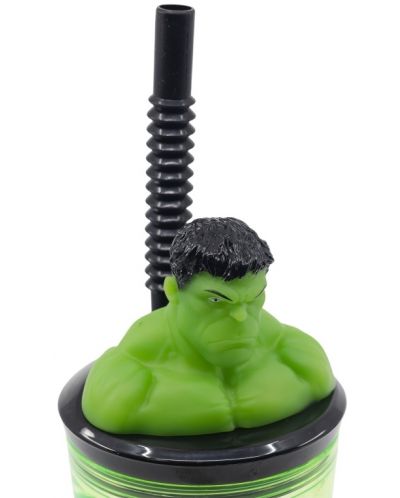 Κύπελλο με καλαμάκι και 3D φιγούρα Stor Avengers - Invisible Force, Hulk, 360 ml - 4