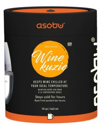 Ποτήρι με θερμομονωτική βάση Asobu - Wine Kuzie, 440 ml, ασημί - 4