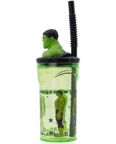 Κύπελλο με καλαμάκι και 3D φιγούρα Stor Avengers - Invisible Force, Hulk, 360 ml - 3