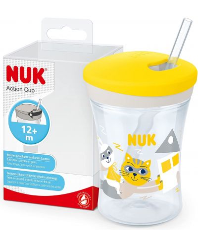 Κύπελλο με καλαμάκι NUK Evolution - Action Cup, 230 ml, κίτρινο - 2