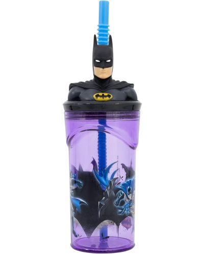 Κύπελλο με καλαμάκι και 3D φιγούρα Stor Batman - 360 ml - 1