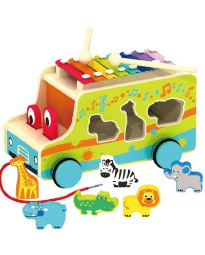 Ξύλινος διαλογέας  Acool Toy - Μουσικό λεωφορείο - 1