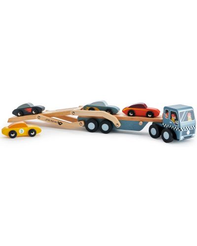 Ξύλινο σετ παιχνιδιού Tender Leaf Toys -Μεταφορέας αυτοκινήτων με 4 αυτοκίνητα - 4