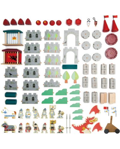 Ξύλινος κατασκευαστής  Tender Leaf Toys - Βασιλικό Κάστρο, 100 μέρη - 2