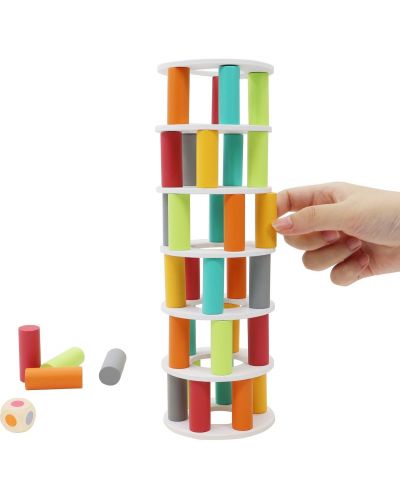 Ξύλινο σετ παιχνιδιού Pino Toys - Πύργος στοίβαξη  και ισορροπίας - 2