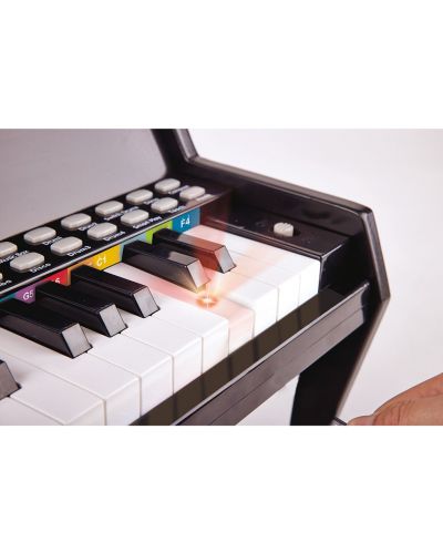 Ξύλινο ηλεκτρονικό πιάνο με σκαμπό Hape, μαύρο - 3