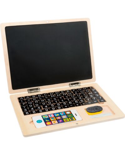 Ξύλινο laptop με μαγνητική πλακέτα Small Foot, με smartphone - 1