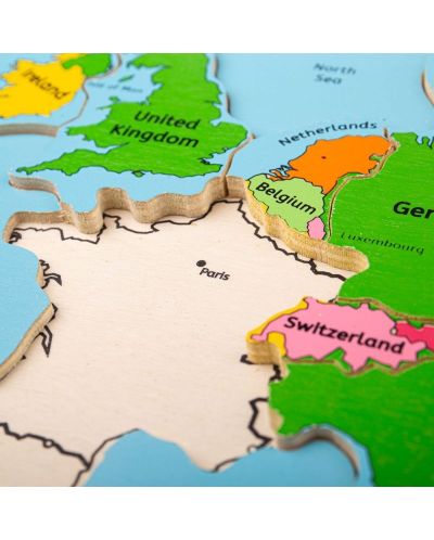 Ξύλινο παζλ Bigjigs - Χάρτης της Ευρώπης - 6