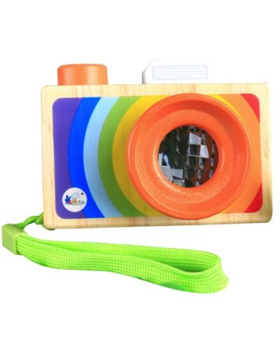 Ξύλινο παιχνίδι Acool Toy - Έγχρωμη φωτογραφική μηχανή με καλειδοσκόπιο - 1