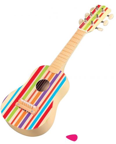 Παιδικό μουσικό όργανο Lelin - Κιθάρα, με χρωματιστές λωρίδες - 1