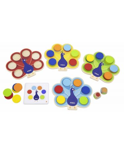 Ξύλινο εκπαιδευτικό παιχνίδι με χρώματα Viga - Παγώνι - 2