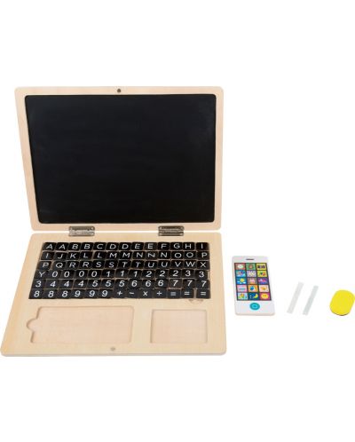 Ξύλινο laptop με μαγνητική πλακέτα Small Foot, με smartphone - 2