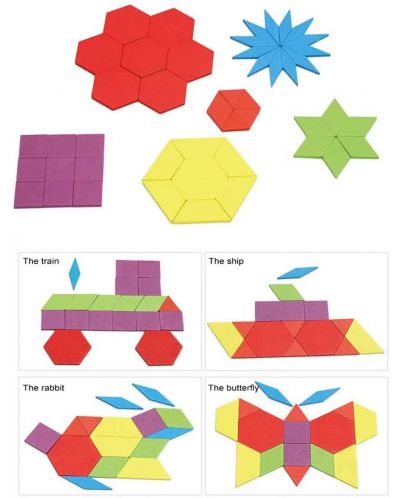 Ξύλινο παζλ Kruzzel - Γεωμετρικά σχήματα - 6