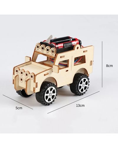 Ξύλινο σετ Acool Toy - DIY ξύλινο τζιπ με μπαταρίες - 5