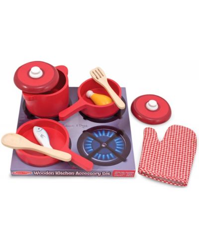 Ξύλινο σετ Melissa & Doug - Μαγειρικά σκεύη και αξεσουάρ - 2