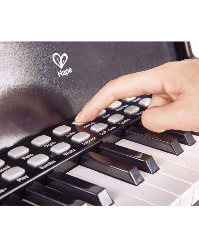 Ξύλινο ηλεκτρονικό πιάνο με σκαμπό Hape, μαύρο - 5
