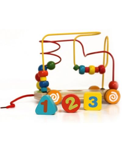 Ξύλινο παιχνίδι Acool Toy - Λαβύρινθος με χάντρες σε ρόδες, Μοντεσσόρι - 2